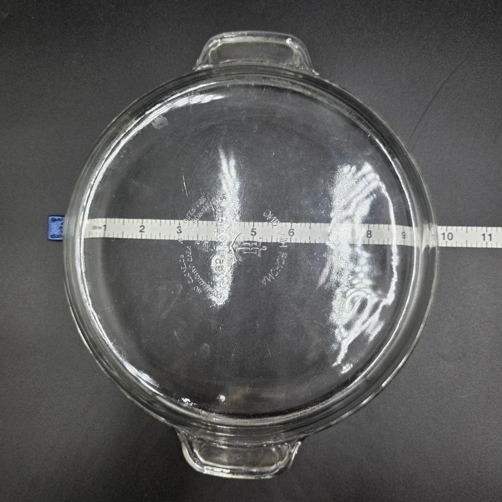 Anchor Hocking 9.5 Inch Clear Glass Pie Dish with Handles Made in USA 24cm